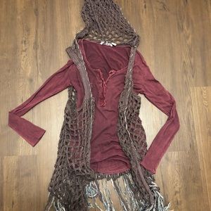 BKE Combo Cardigan & Long Sleeve Shirt